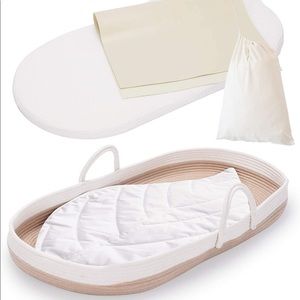 Baby Changing Basket Boho Photo Props NWT Tan White Anthropologie